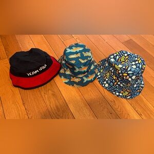 Bundle of Three Colorful Kids Sun Bucket Hats, 2 new without tags, size 5